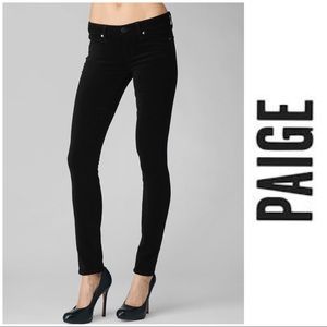 Paige Verdugo Ultra Skinny Black Velvet Pants